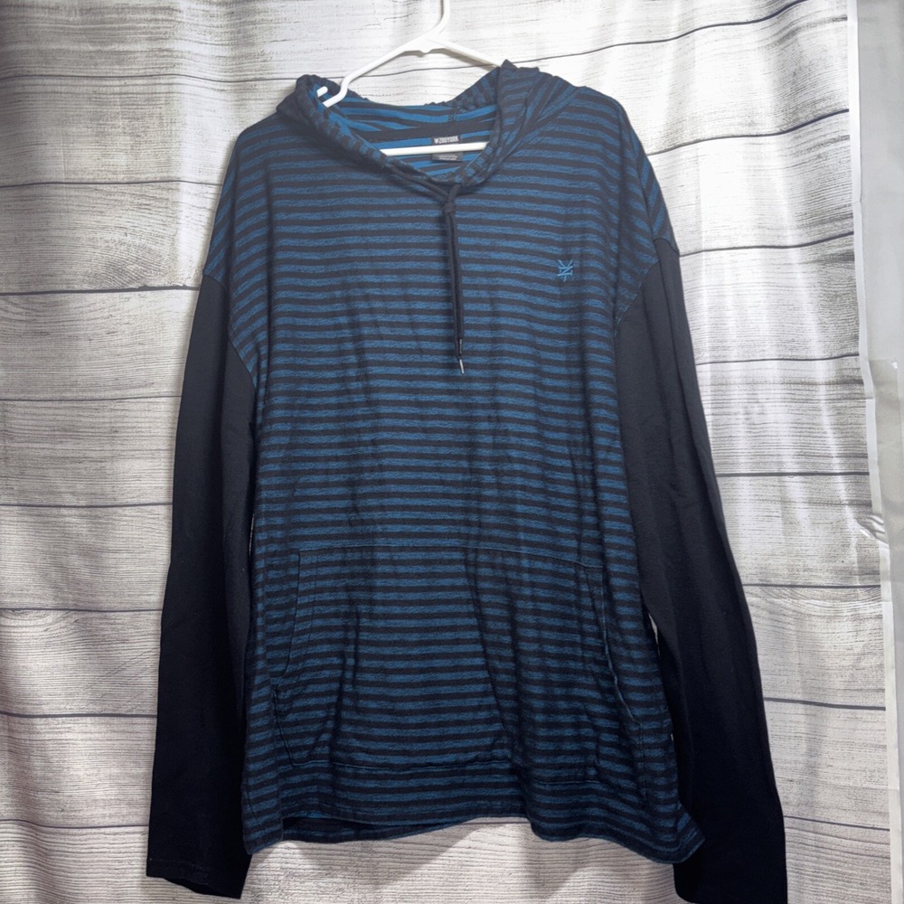 Zoo York Mens XXL Hoodie Long Sleeve Blue/ Black Striped Trendy‎ Hipster Skater